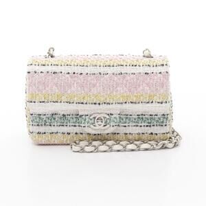 Chanel Matelasse Single Flap Shoulder Bag White Multicolor